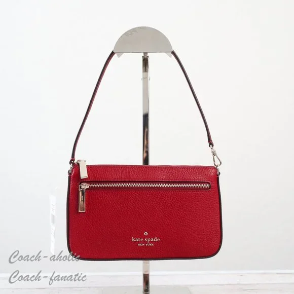NWT Kate Spade New York Leila Leather Convertible Wristlet Wallet Bag in Red - Picture 1 of 12